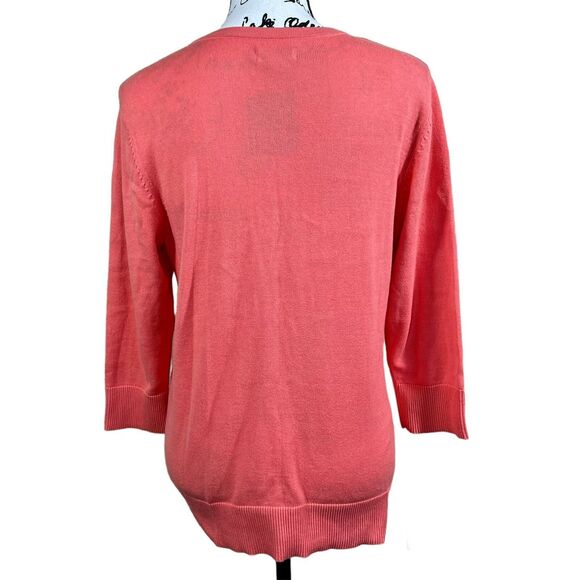 Croft & Barrow Coral Cardigan Sweater Fishnet Sweater size M coastal chic - Picture 2 of 15